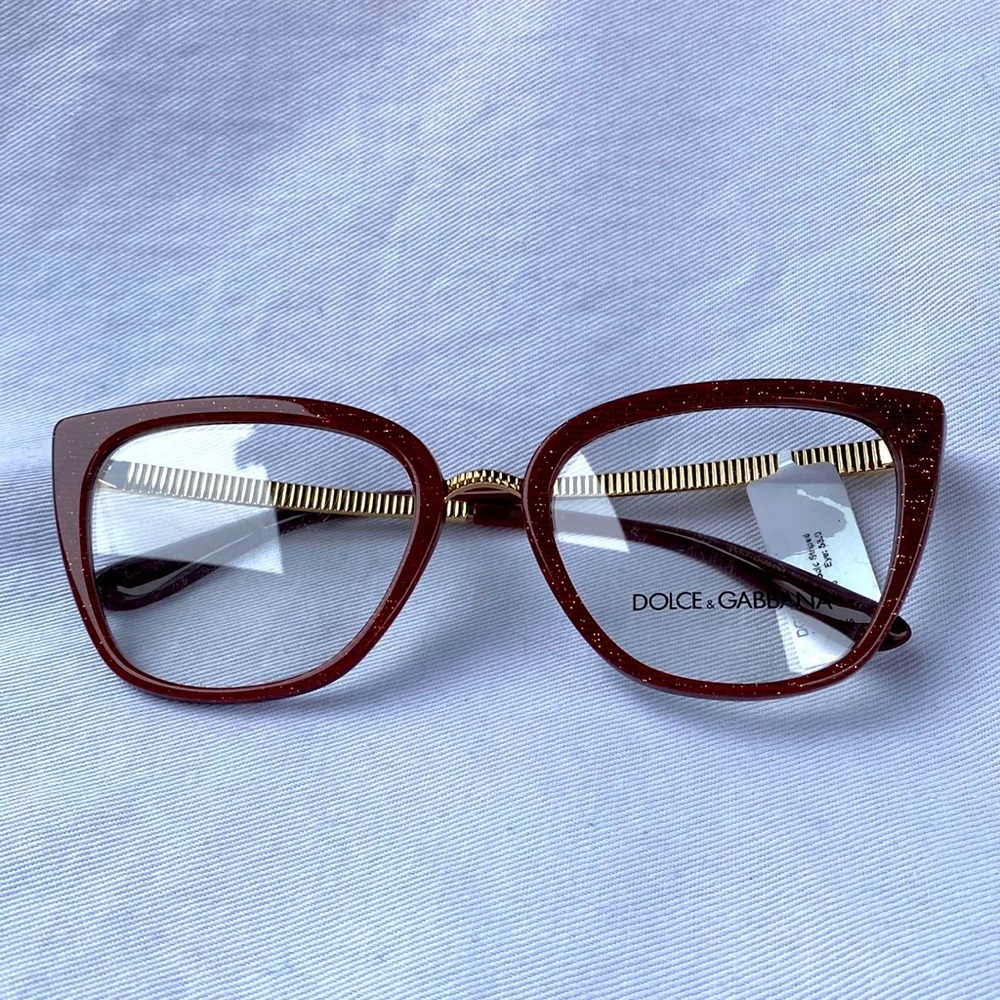 Dolce & Gabbana Glitter Gold Stripped Glasses